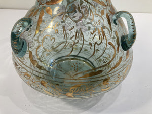 Handblown Mosque Glass Lamp in Mameluke Style Gilded with Arabic Calligraphy