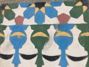 Moroccan Encaustic Cement Tile Border with Moorish Fez Design