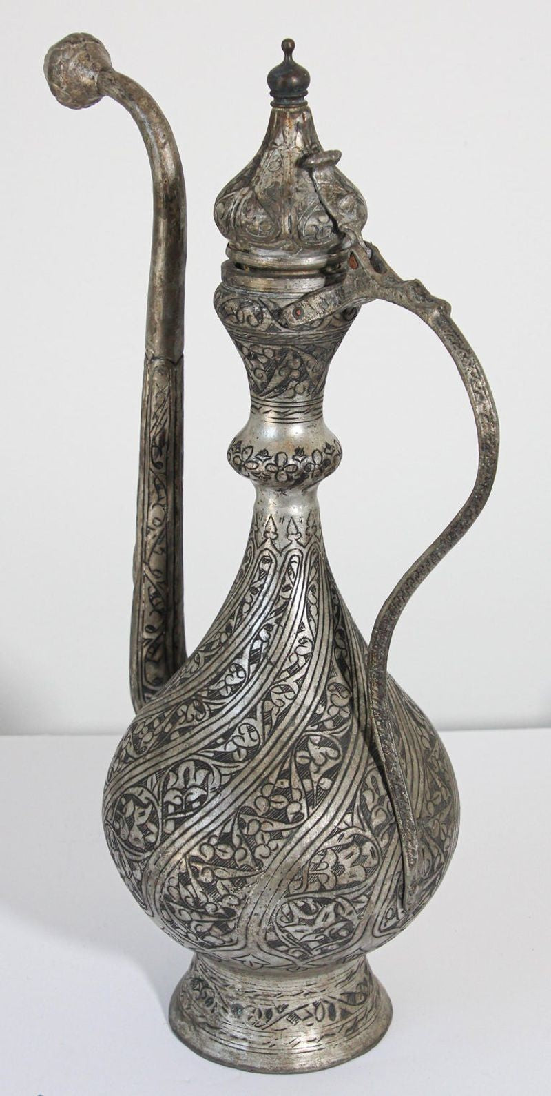Middle Eastern Islamic Turkish Ottoman Tinned Copper Ewer