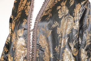 Vintage Moroccan Caftan, Black and Gold Embroidered, ca. 1960s