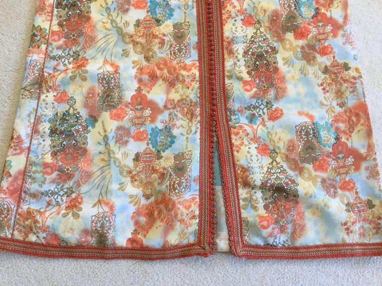 Moroccan Caftan Floral Brocade Multicolored Embroidered Kaftan 1970s