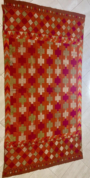 Phulkari Bawan Bagh Silk Embroidery Wedding Shawl, Punjab India