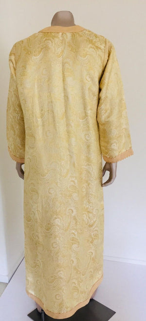 Moroccan Kaftan Gold and Silver Brocade 1970s Maxi Dress Caftan