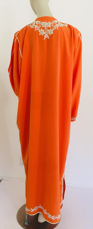 Moroccan Orange Kaftan Maxi Dress Caftan
