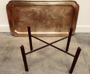 1960s Boho Chic Rectangular Brass Tray Coffee Table