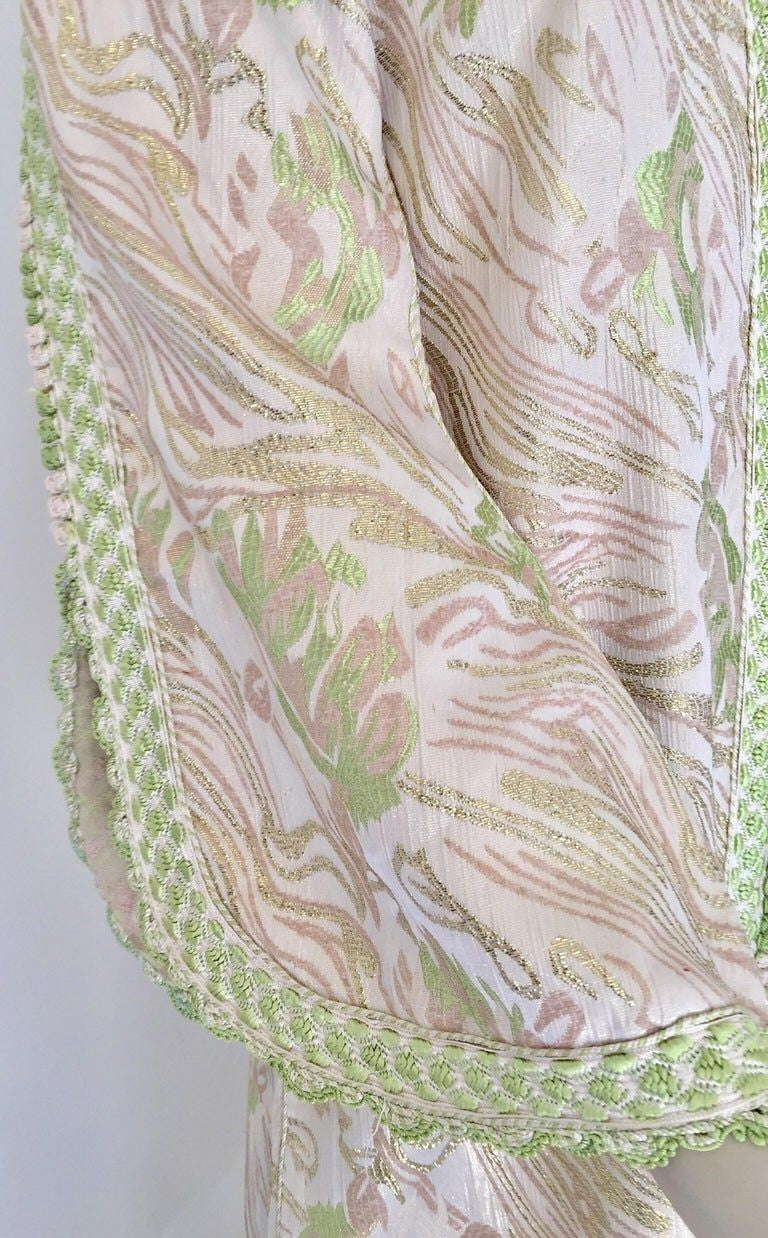 Moroccan Kaftan in Silver Metallic Floral Brocade