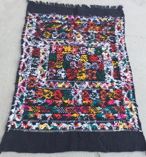 Moroccan Vintage North African Black Tribal Kilim Rug