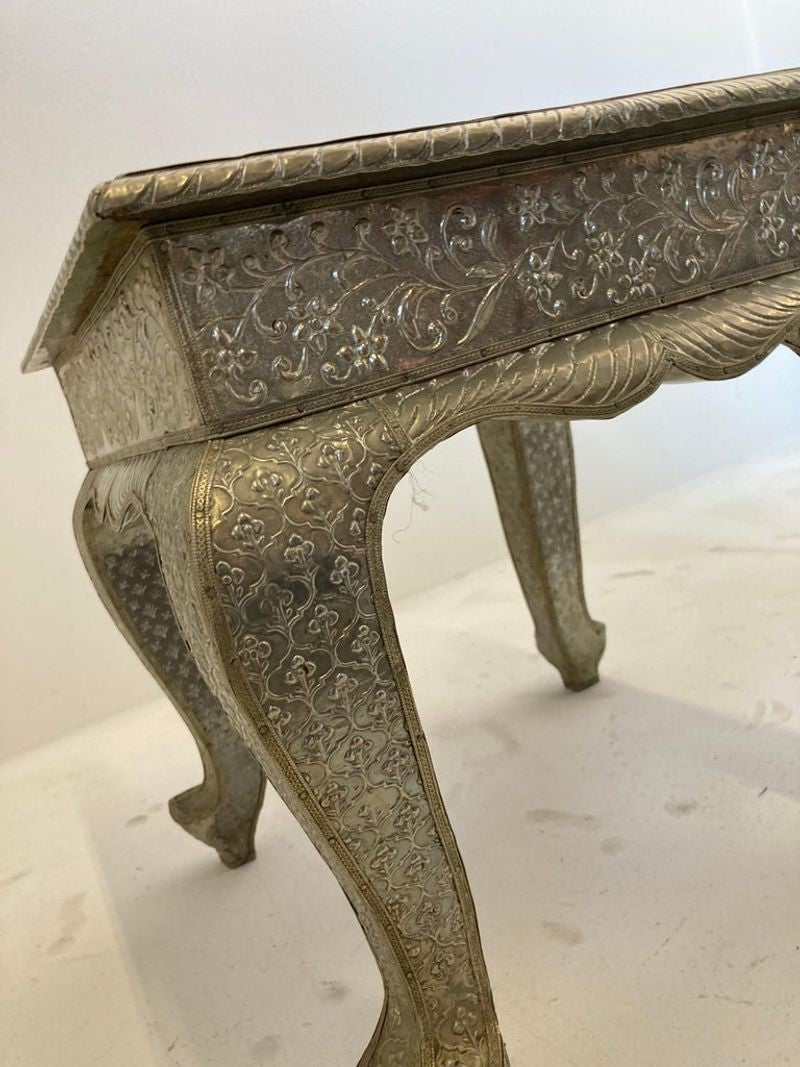 Vintage Anglo-Indian Silvered Wrapped Clad Side Low Table