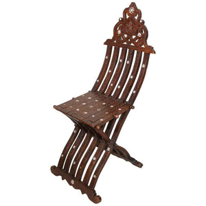 Moorish 19th Century Middle Eastern Inlaid Folding Chair