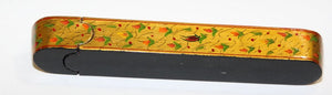 Persian Lacquer Pen Box Hand Painted with Floral and Gilt Design