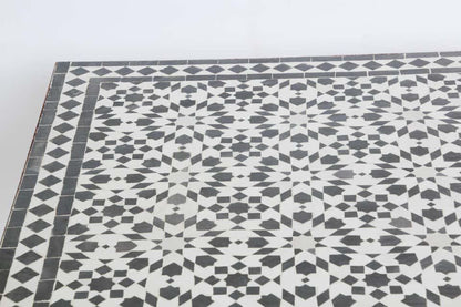 Moroccan Fez Mosaic Table in Black and White Tiles