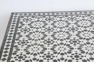 Moroccan Fez Mosaic Table in Black and White Tiles