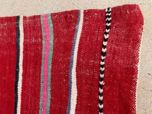 1960s Moroccan Vintage Flat-Weave Ethnic Textile Rug