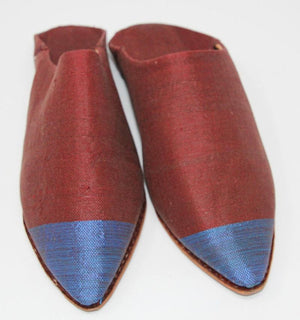 Moroccan Silk Slippers Burgundy