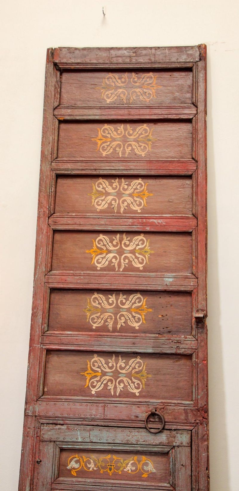 19th Century Moroccan Antique Double Door with Hand Painted Moorish Designs
