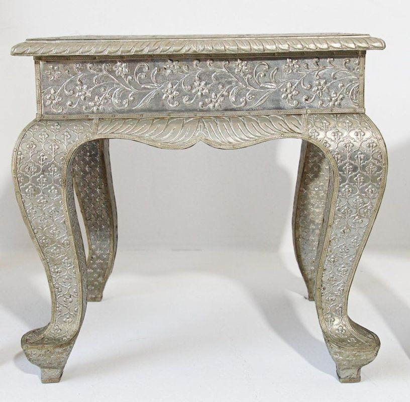 Anglo-Indian Silvered Wrapped Clad Side Chairs a Pair