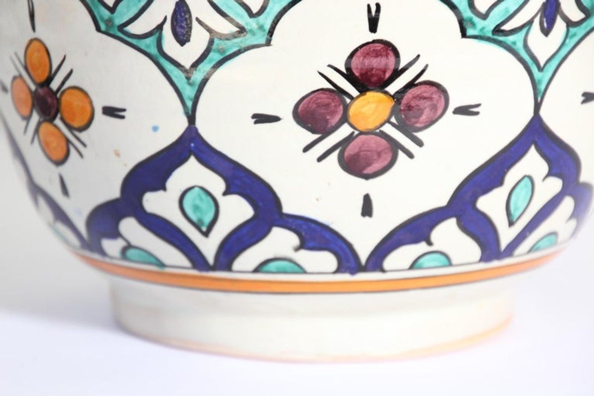 Moorish Ceramic Glazed Covered Urns Handcrafted in Fez Morocco