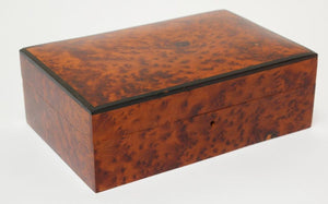 Victorian English Regency Handcrafted Burl Wood Jewelry Box
