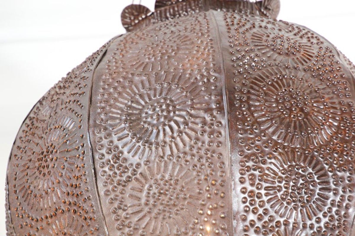 Handcrafted Moroccan Metal Orb Pendant, North Africa