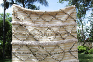 Vintage Moroccan Handcrafted Wedding Blanket Throw with Sequins