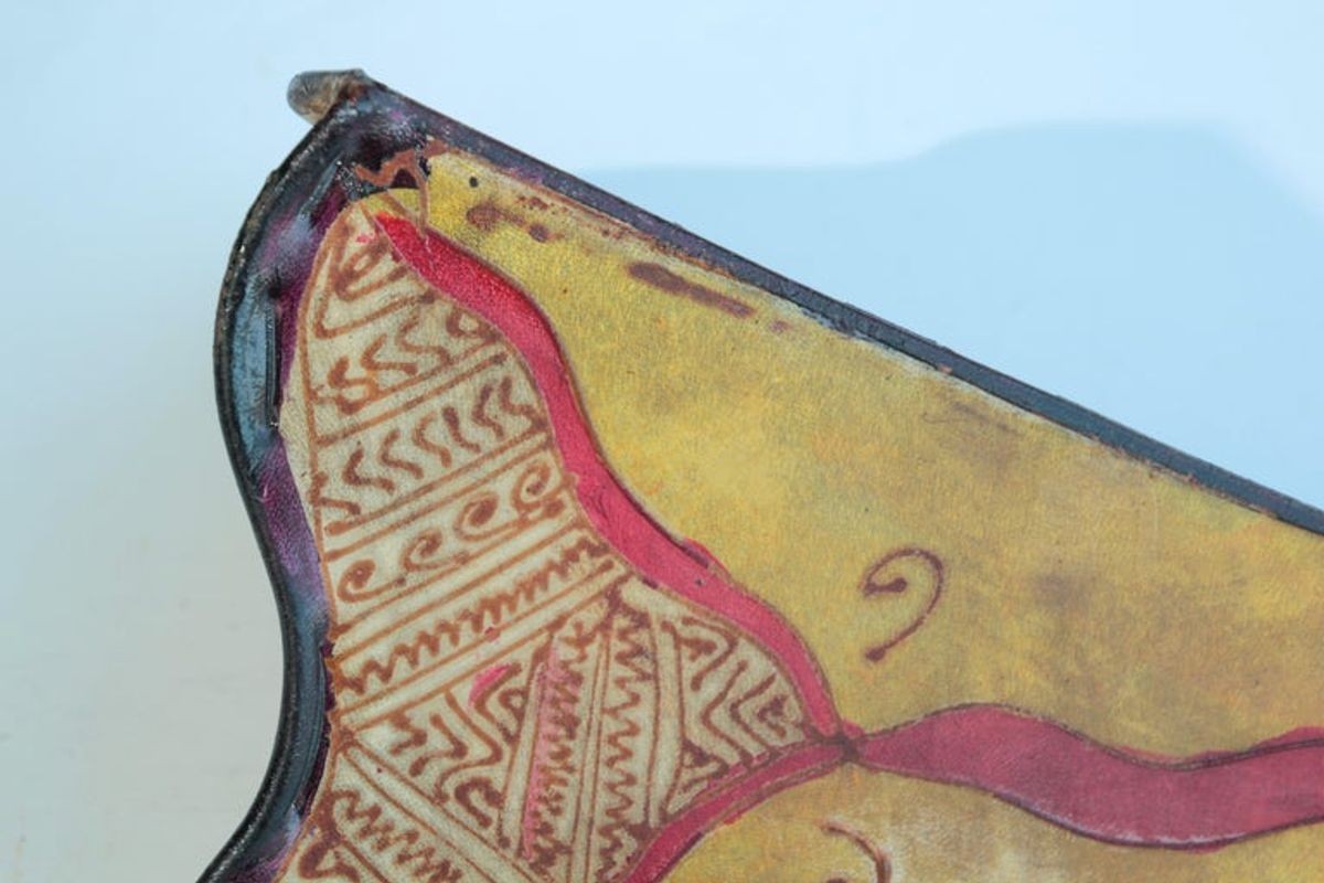 Vintage North African Art Wall Sconce Parchment