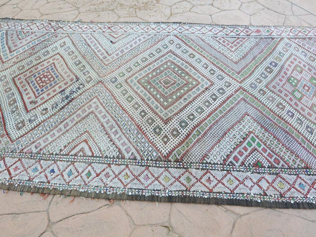 1960s Vintage Zemmour Moroccan Berber Rug Runner