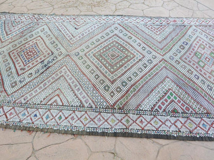 1960s Vintage Zemmour Moroccan Berber Rug Runner