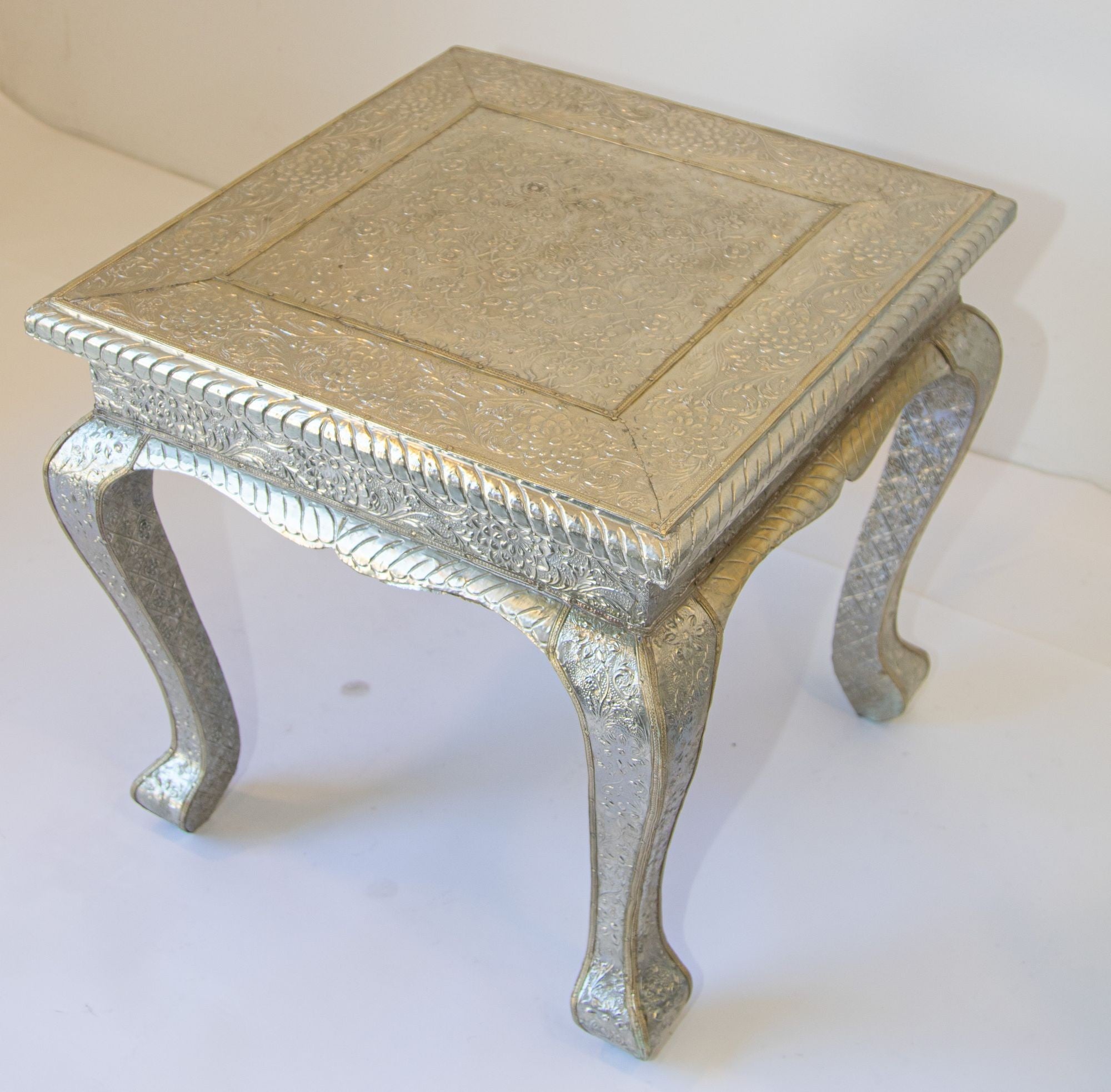 Vintage Anglo-Indian Silver Clad Side Low Table