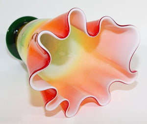 Murano Orange Footed Vase Freeform Handkerchief Art Glass