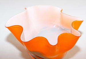 Murano Art Glass Venetian Fulvio Bianconi Vase Orange Freeform Handkerchief