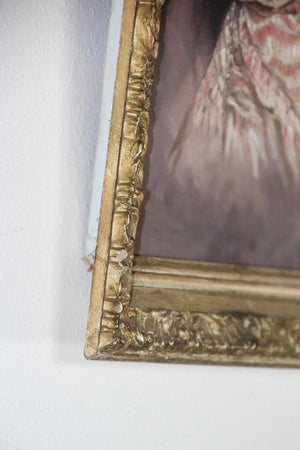 Vintage Orientalist Oil on Canvas A Portrait of A Young Girl