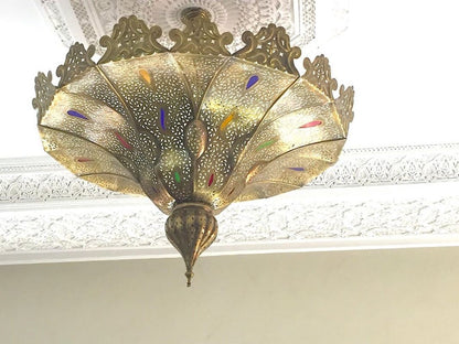 Handcrafted Moroccan Brass Chandelier in Alberto Pinto Style, 33\"