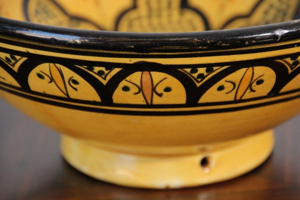 Vintage Moroccan Handcrafted Ceramic Yellow Bowl