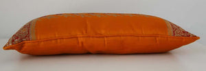 Silk Pillow Custom Made from a Wedding Orange Sari, India