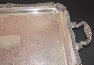 Vintage Large Silver Plate Tray George IV English Style