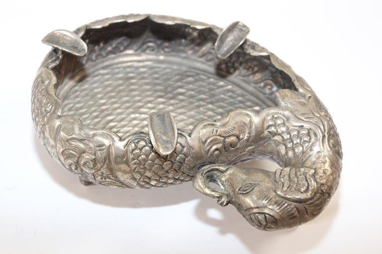 Mughal Indian Raj Style Elephant Shape Silver Ashtray