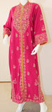 Vintage Moroccan Caftan Hot Pink with Gold, 1970's
