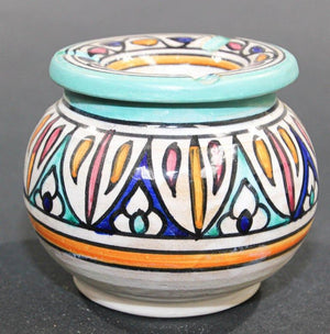 Moroccan Hand Painted Vintage Ceramic Astray from Fez