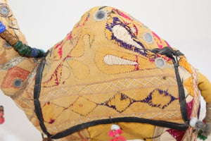 Handcrafted Vintage Stuffed Raj Cotton Embroidered Camel Toy, India, 1950