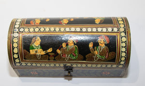 Indian Wood Pen Box with Hand Painted Figural Scenes