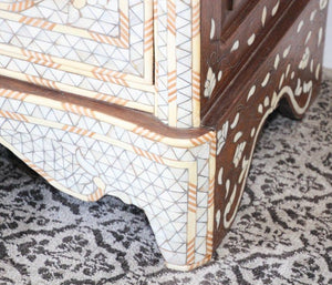 White Inlay Moorish Moroccan Nightstand Dresser