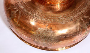 19th Century Mughal Indo Persian Footed Tinned Copper Bowl