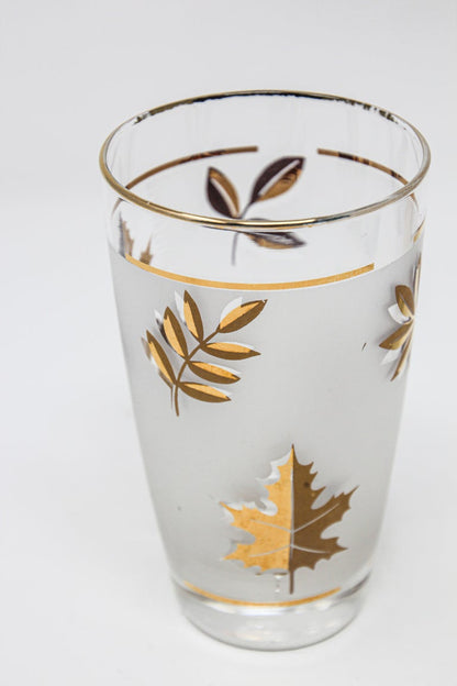 Vintage Libbey Cocktail Glasses Set, Frosted Glass with Gold Leaf