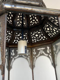 Moroccan Moorish Hanging Metal Lantern with Milky Glass