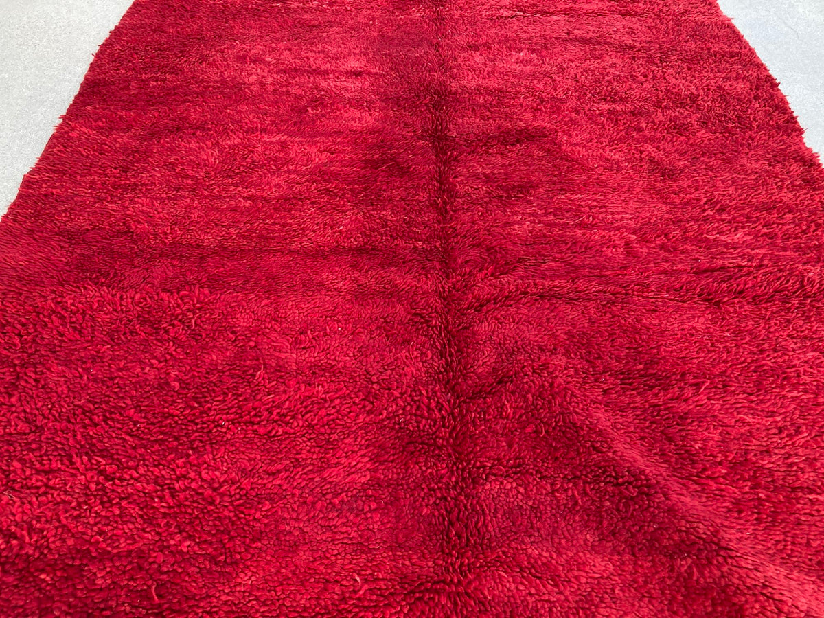 Vintage Red Moroccan Berber Rug, Hand-Knotted Wool, 1960