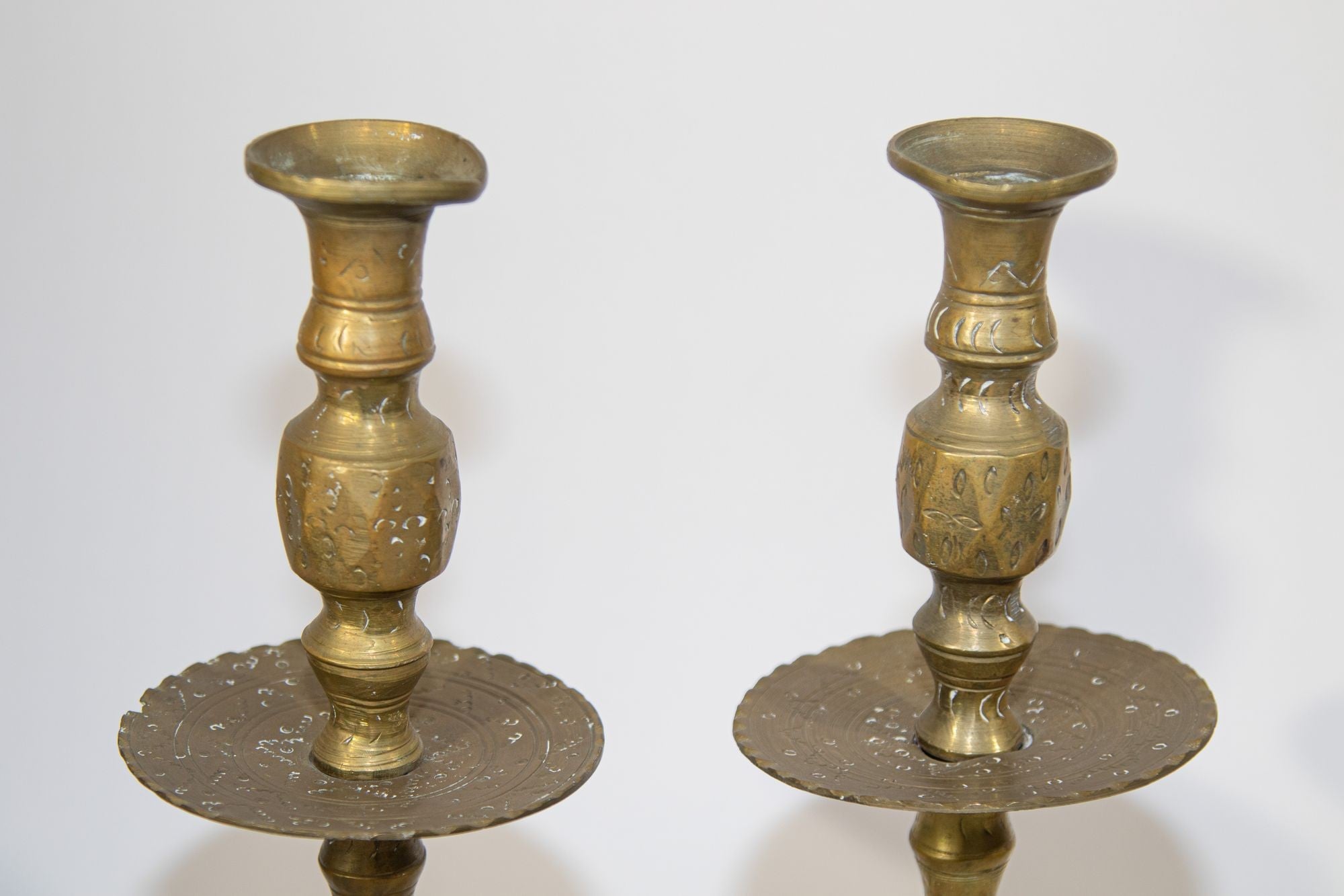 Solid Brass Vintage Moroccan Candle Holder a Pair 1950's