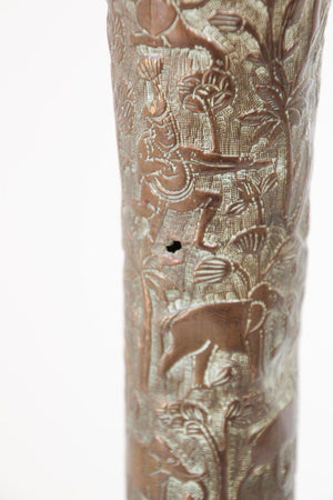 Antique Copper Vase with Hindu Scenes, 19th Century