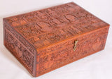 Large Early 19th Century Antique Hand Carved Wooden Mughal Decorative Box