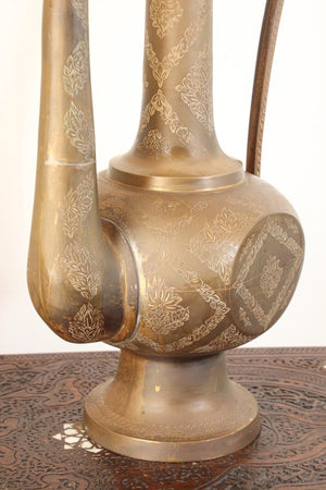 Oversized Tall Moorish Mughal Indian Brass Ewer