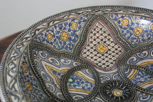 Decorative Moroccan Moorish Handcrafted Ceramic Bowl Dish from Fez